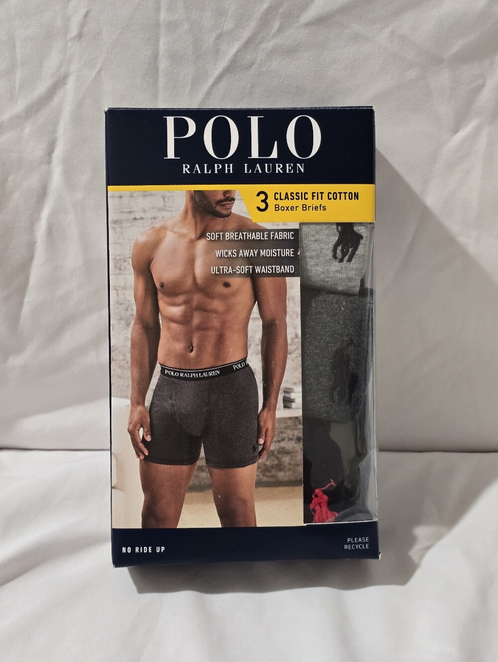 NWT Polo Ralph Lauren Men's 3 Pack Classic Fit Cotton Boxer Briefs Tag Free